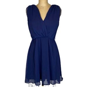 3/$30 Billie & Blossum (Dorthy Perkins) Blue Draped Mini Dress Size UK 8